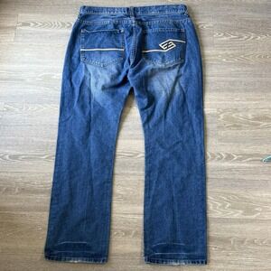 VTG ENYCE‎ Baggy Denim Jeans Men's 40x33 Blue Embroidered Y2K Skater Hiphop